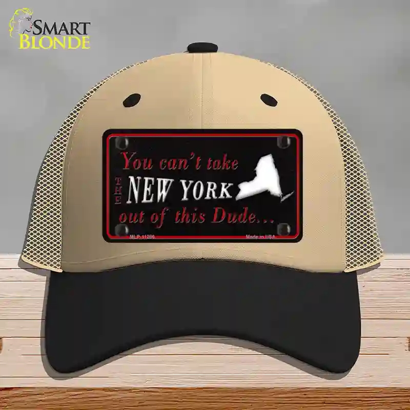 HAT02-MLP-11286   York Dude Novelty License Plate Hat, Mesh - Khaki & Black