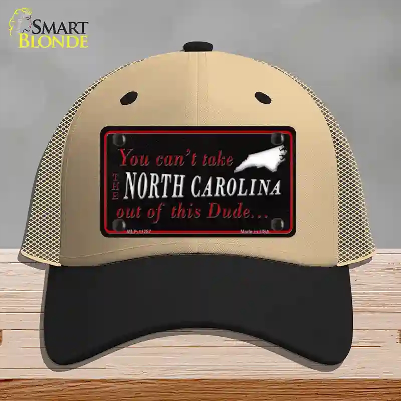 HAT02-MLP-11287 North Carolina Dude Novelty License Plate Hat, Mesh - Khaki & Black
