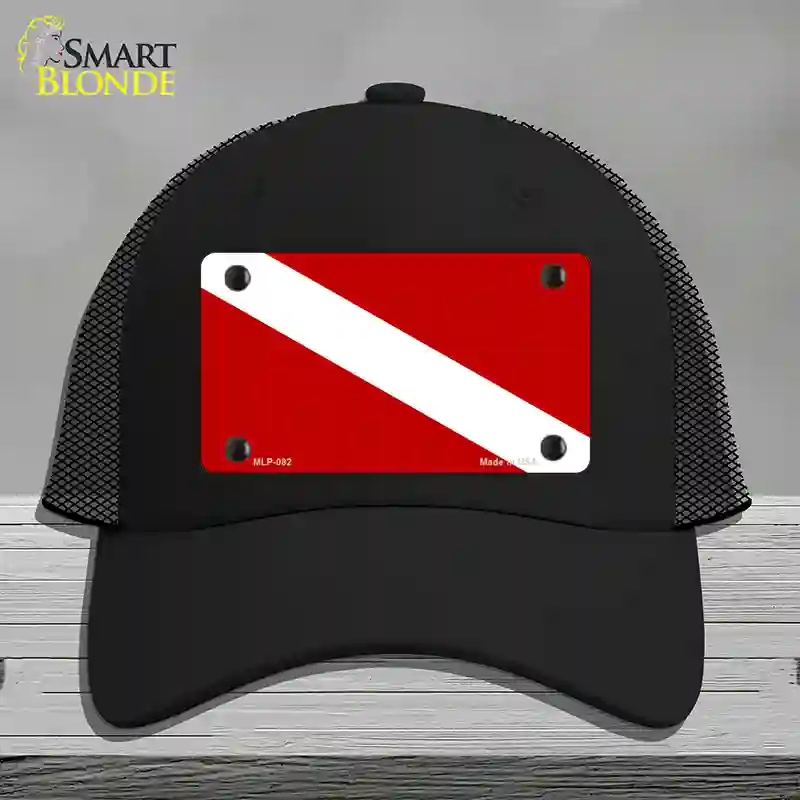 HAT01-MLP-082 Diving Flag Novelty License Plate Hat, Mesh - Black