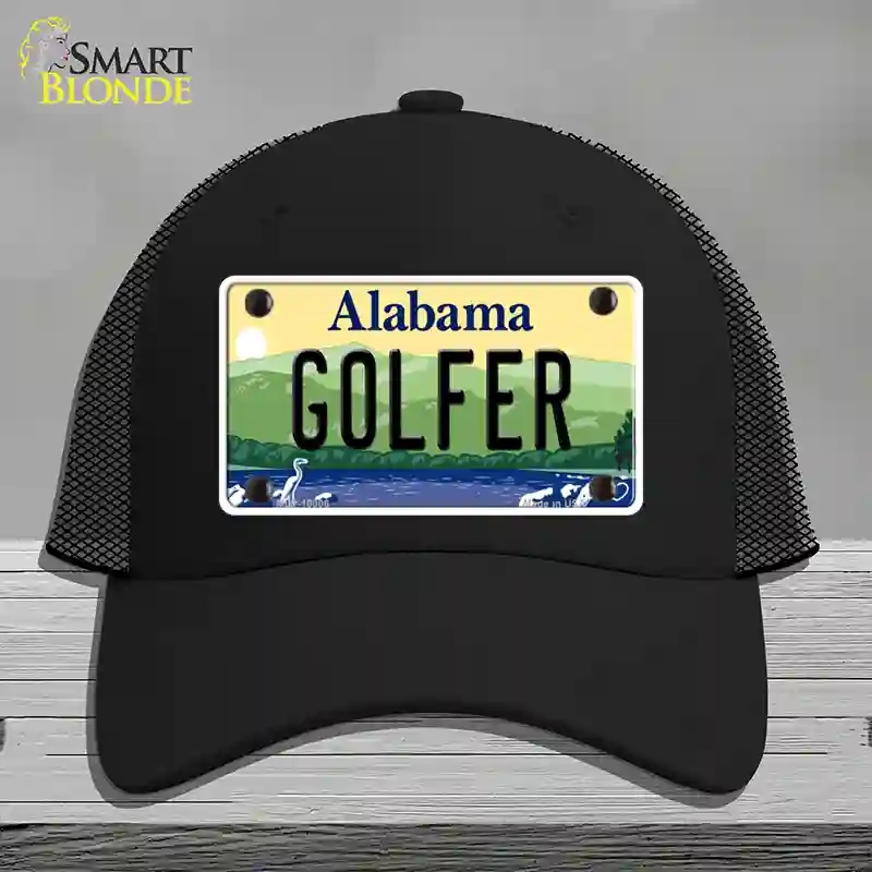 HAT01-MLP-10008 Golfer Alabama Novelty License Plate Hat, Mesh - Black