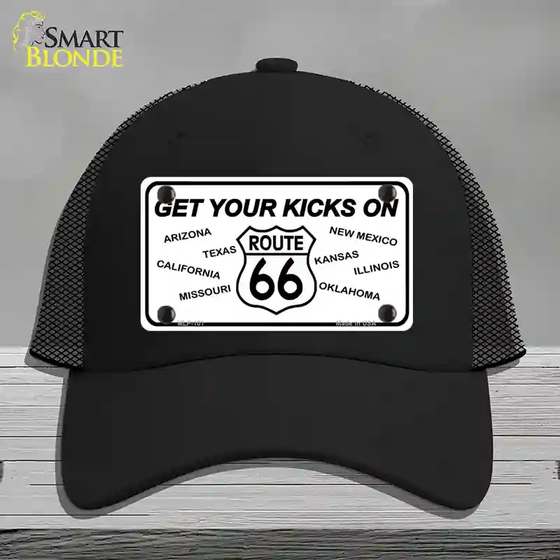 HAT01-MLP-101 Get Your Kicks on 66 Novelty License Plate Hat, Mesh - Black