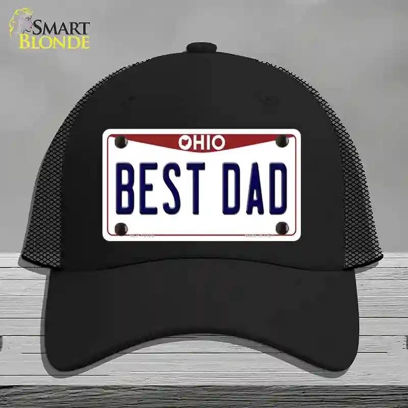 HAT01-MLP-10100 Best Dad Ohio Novelty License Plate Hat, Mesh - Black