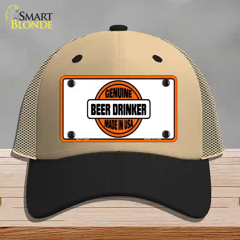 HAT02-MLP-1228 Genuine Beer Drinker Novelty License Plate Hat, Mesh - Khaki & Black