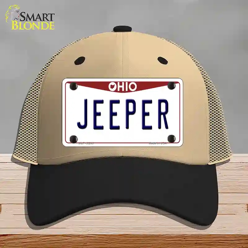 HAT02-MLP-12285 Ohio Jeeper Novelty License Plate Hat, Mesh - Khaki & Black