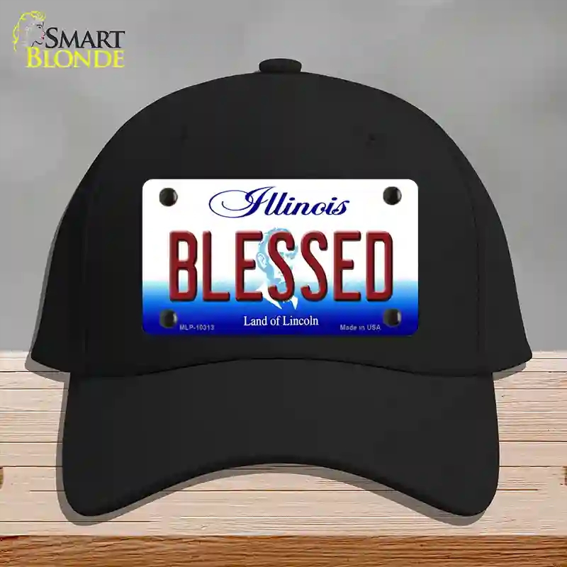 HAT03-MLP-10313 Blessed Illinois Novelty License Plate Hat, Cotton - Black