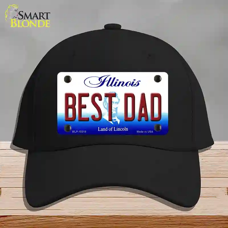 HAT03-MLP-10319 Best Dad Illinois Novelty License Plate Hat, Cotton - Black