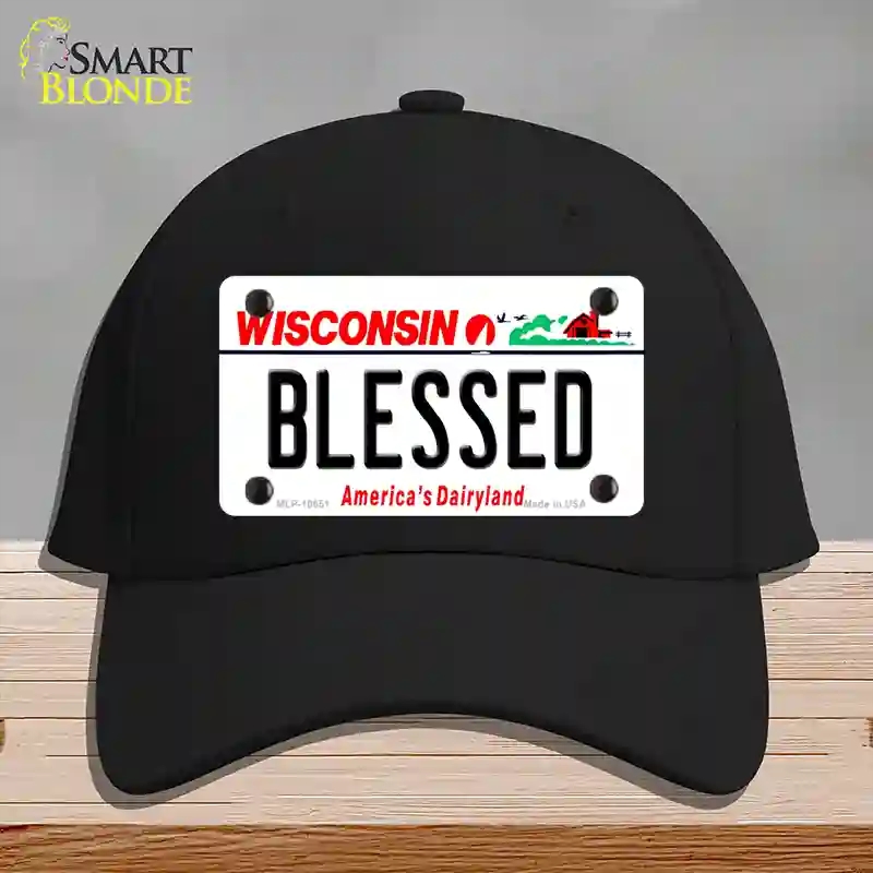 HAT03-MLP-10651 Blessed Wisconsin Novelty License Plate Hat, Cotton - Black