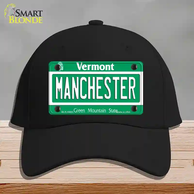 HAT03-MLP-10663 Manchester Vermont Novelty License Plate Hat, Cotton - Black