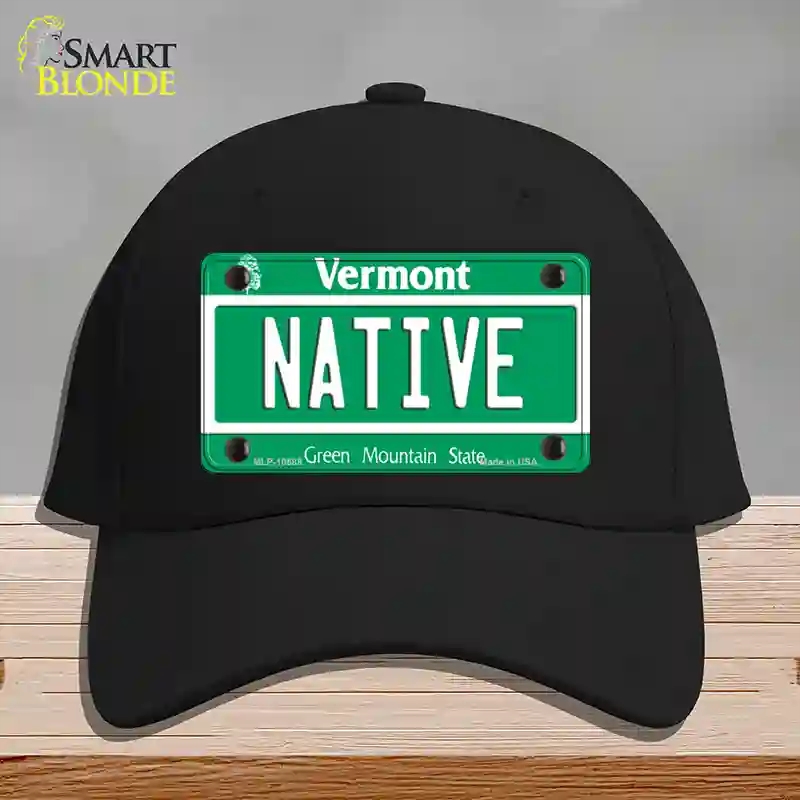 HAT03-MLP-10688 Native Vermont Novelty License Plate Hat, Cotton - Black