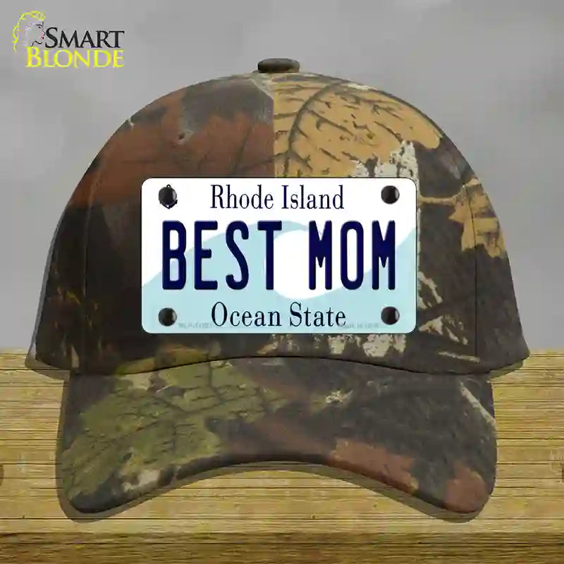 HAT06-MLP-11221 Best Mom Rhode Island State Novelty License Plate Hat, Cotton - Camoflauge