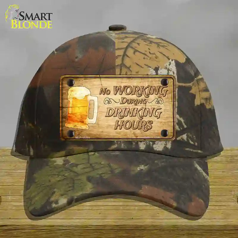 HAT06-MLP-11233 No Working During Drinking Hours Novelty License Plate Hat, Cotton - Camoflauge