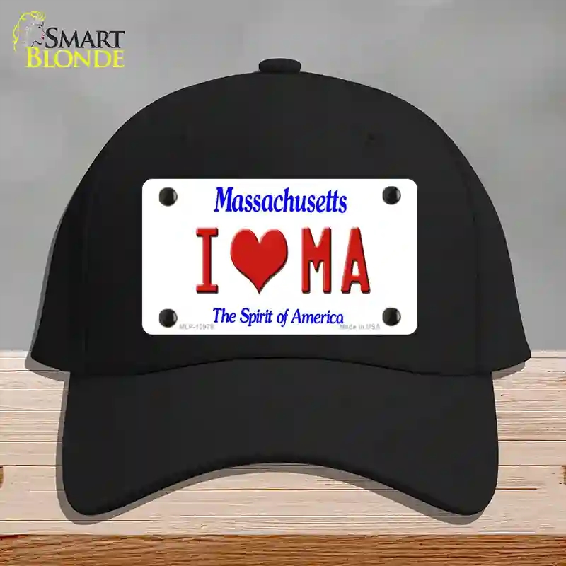 HAT03-MLP-10979 I Love Massachusetts Novelty License Plate Hat, Cotton - Black