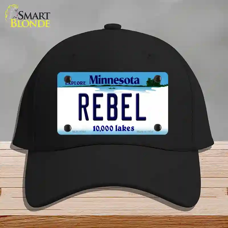 HAT03-MLP-11081 Rebel Minnesota State Novelty License Plate Hat, Cotton - Black