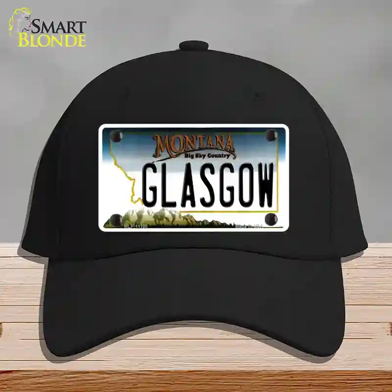 HAT03-MLP-11100 Glasgow Montana State Novelty License Plate Hat, Cotton - Black