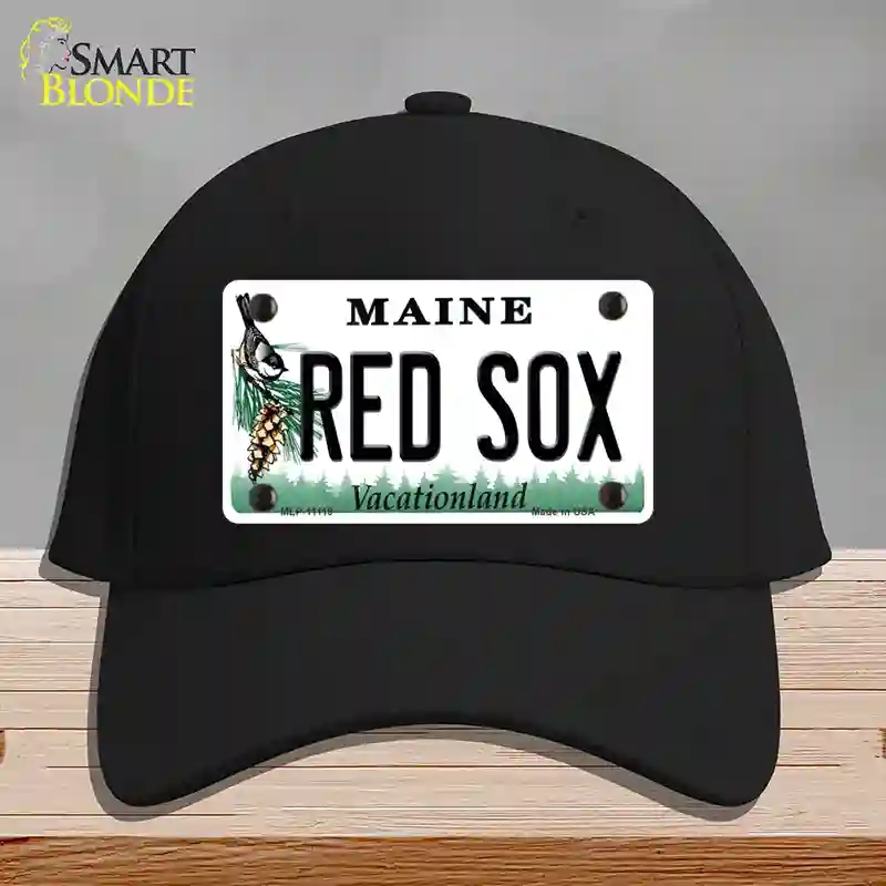 HAT03-MLP-11119 Red Sox Maine Novelty License Plate Hat, Cotton - Black