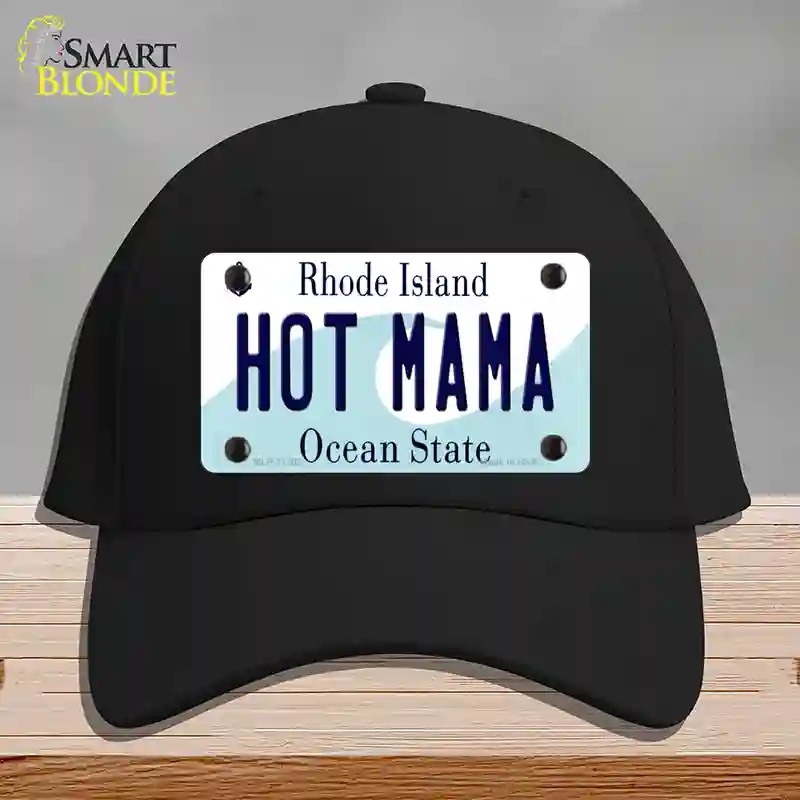 HAT03-MLP-11202 Hot Mama Rhode Island State Novelty License Plate Hat, Cotton - Black