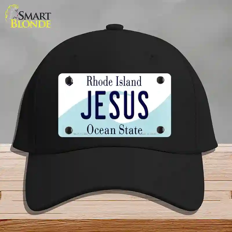HAT03-MLP-11205 Jesus Rhode Island State Novelty License Plate Hat, Cotton - Black