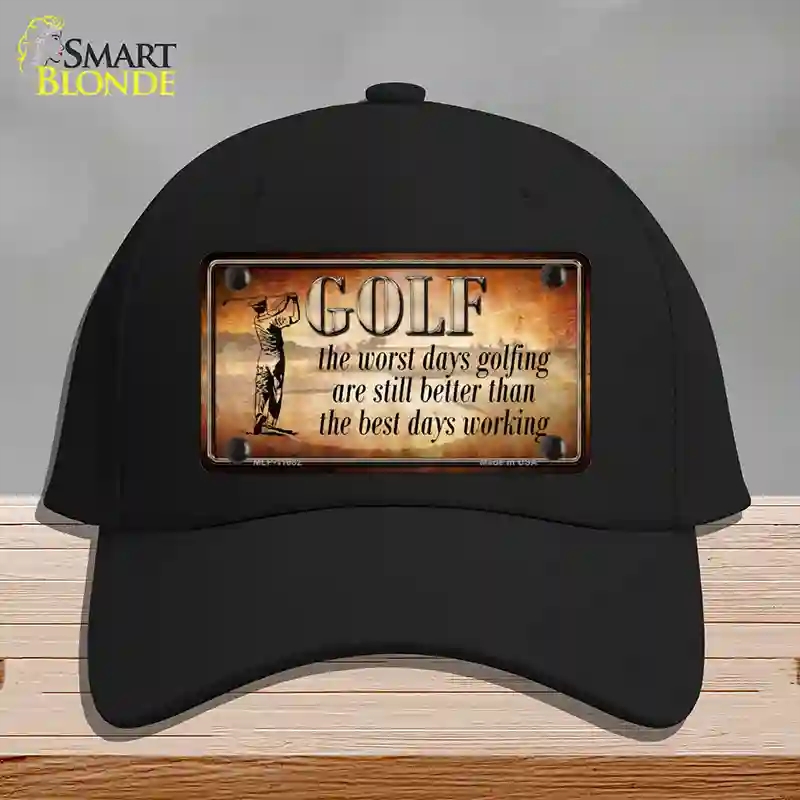 HAT03-MLP-11682 Golf the Worst Days Novelty License Plate Hat, Cotton - Black