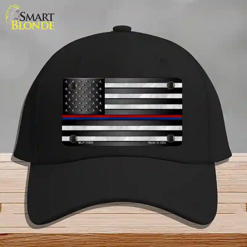HAT03-MLP-11698 First Responder American Flag Novelty License Plate Hat, Cotton - Black