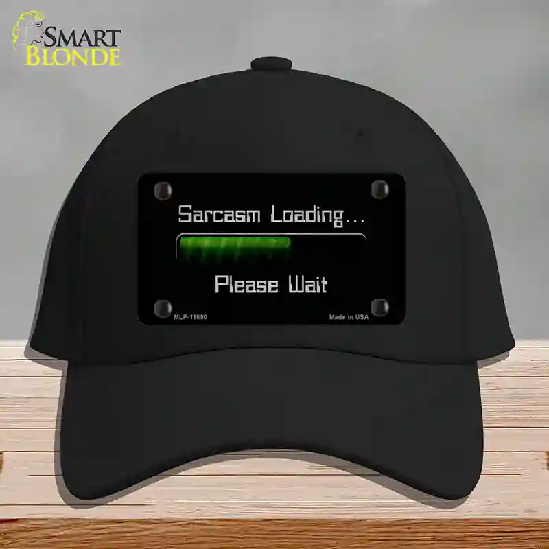 HAT03-MLP-11890 Sarcasm Loading Novelty License Plate Hat, Cotton - Black