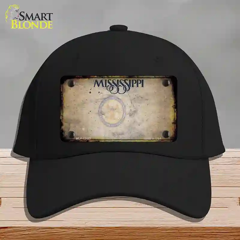 HAT03-MLP-12183 Mississippi Great Seal Rusty Blank Novelty License Plate Hat, Cotton - Black