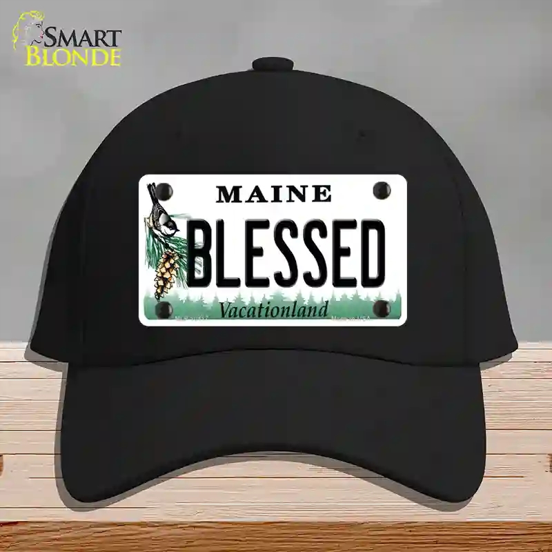 HAT03-MLP-10417 Blessed Maine Novelty License Plate Hat, Cotton - Black