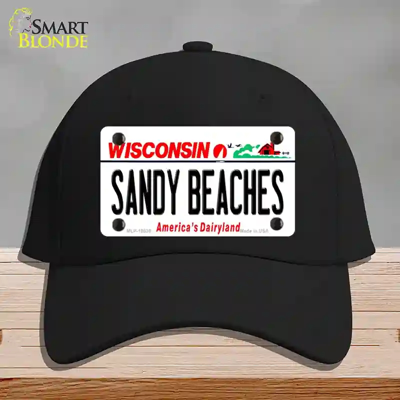 HAT03-MLP-10630 Sandy Beaches Wisconsin Novelty License Plate Hat, Cotton - Black