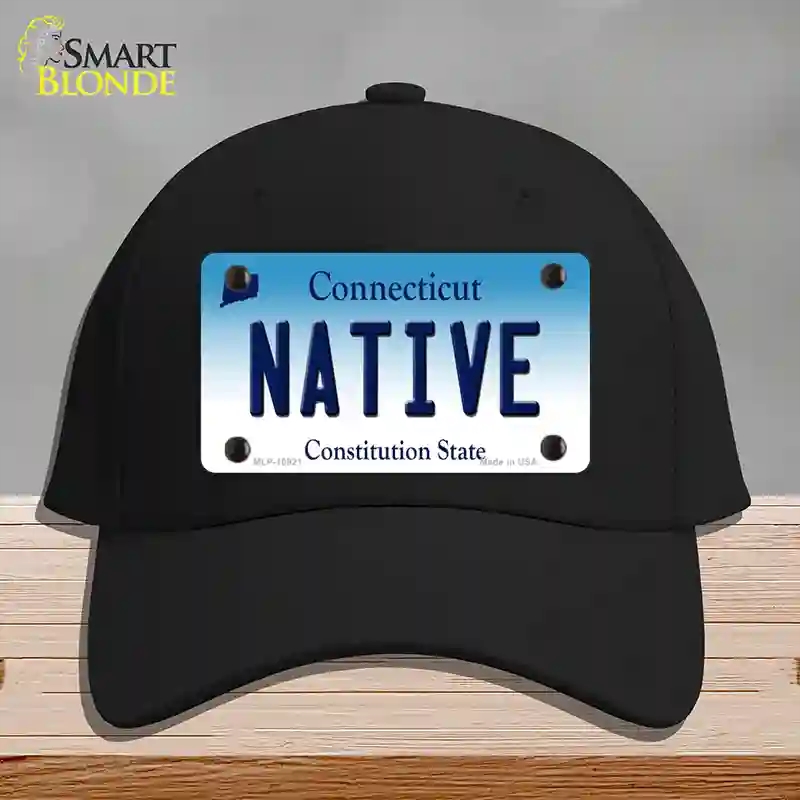 HAT03-MLP-10921 Native Connecticut Novelty License Plate Hat, Cotton - Black