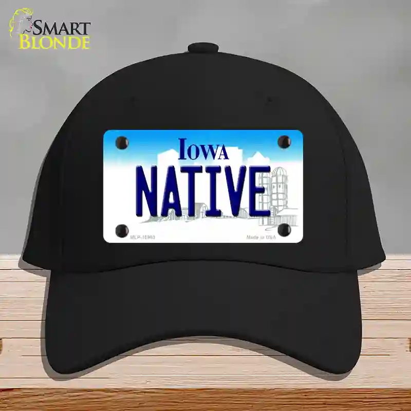 HAT03-MLP-10963 Native Iowa Novelty License Plate Hat, Cotton - Black