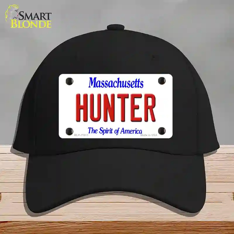 HAT03-MLP-11013 Hunter Massachusetts Novelty License Plate Hat, Cotton - Black