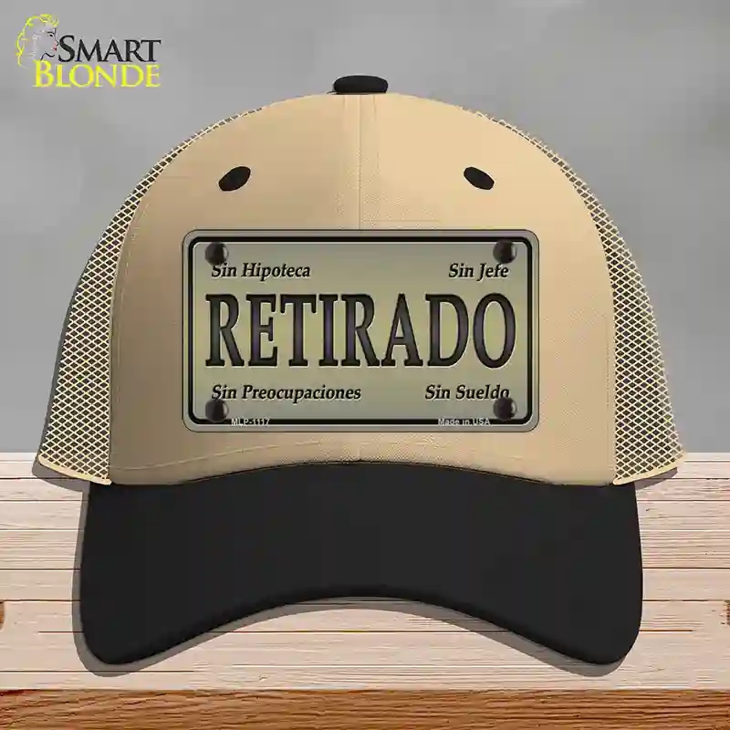 HAT02-MLP-1117 Retirado Novelty License Plate Hat, Mesh - Khaki & Black
