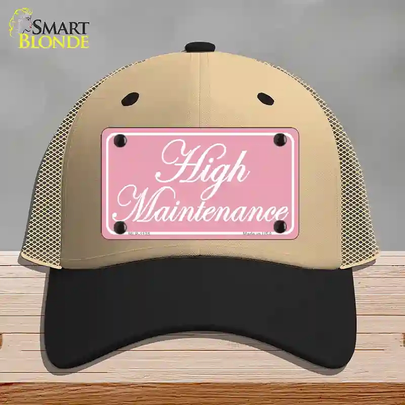 HAT02-MLP-1125 High Maintenance Novelty License Plate Hat, Mesh - Khaki & Black
