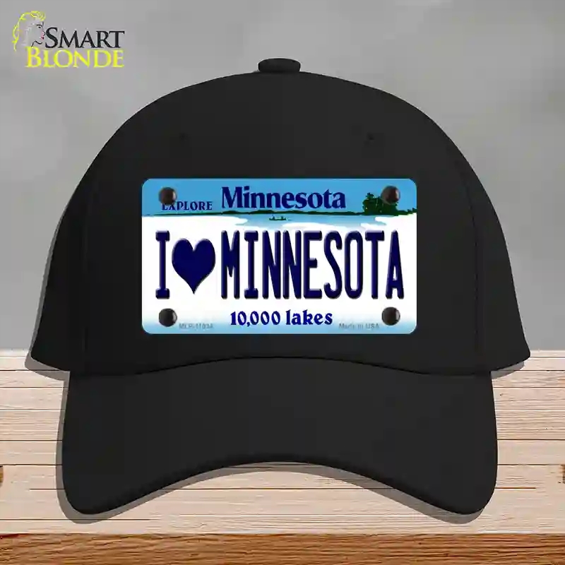 HAT03-MLP-11034 I Love Minnesota Novelty License Plate Hat, Cotton - Black