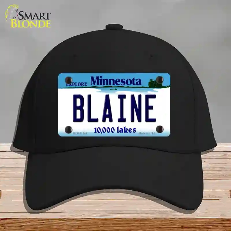 HAT03-MLP-11048 Blaine Minnesota State Novelty License Plate Hat, Cotton - Black