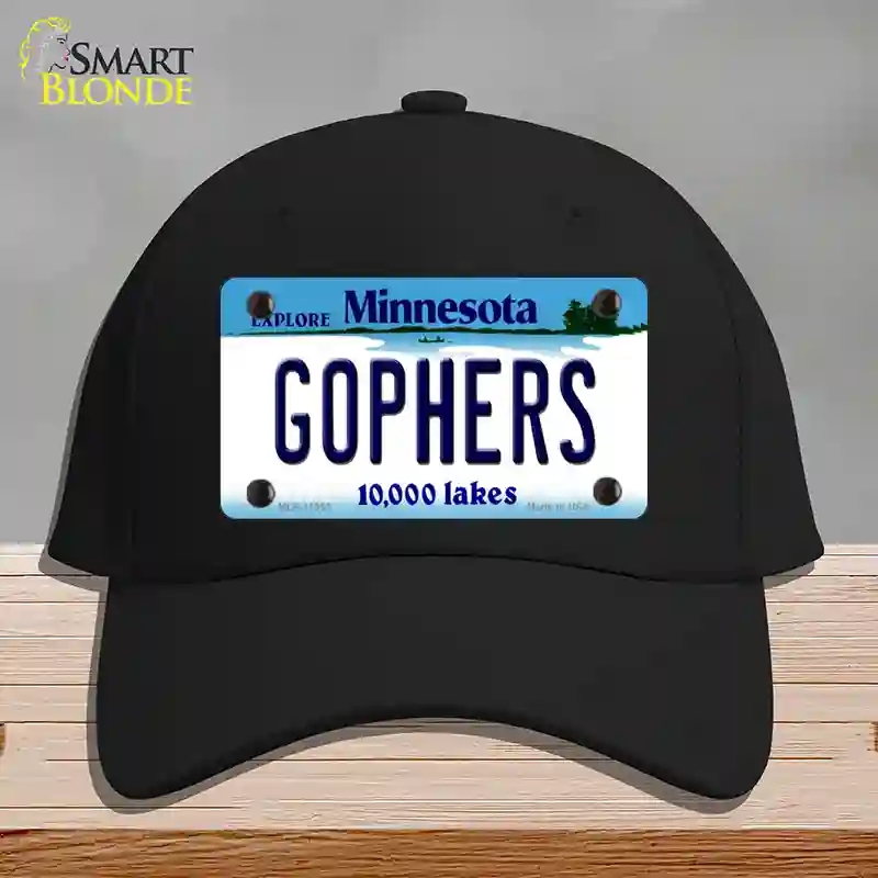 HAT03-MLP-11053 Gophers Minnesota State Novelty License Plate Hat, Cotton - Black