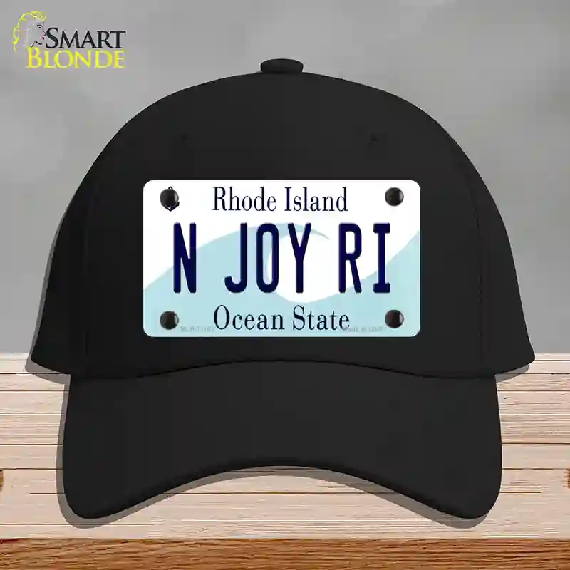 HAT03-MLP-11181 N Joy RI Rhode Island State Novelty License Plate Hat, Cotton - Black