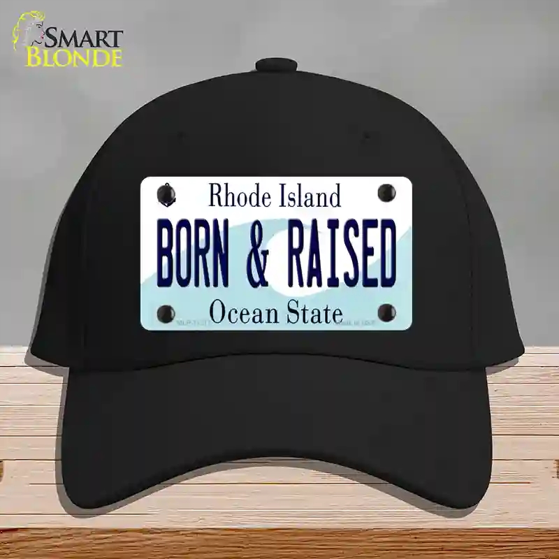 HAT03-MLP-11217 Born & Raised Rhode Island State Novelty License Plate Hat, Cotton - Black
