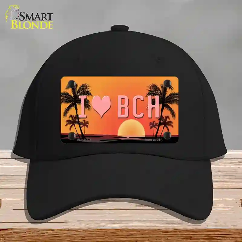 HAT03-MLP-11774 I Love Beach Novelty License Plate Hat, Cotton - Black