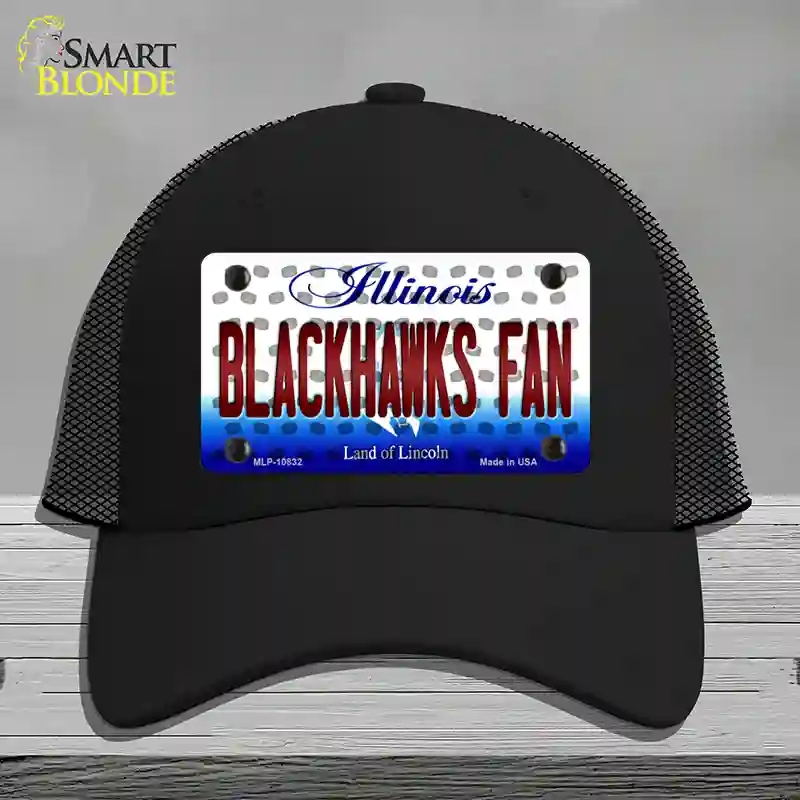 HAT01-MLP-10832 Blackhawks Fan Illinois Novelty License Plate Hat, Mesh - Black