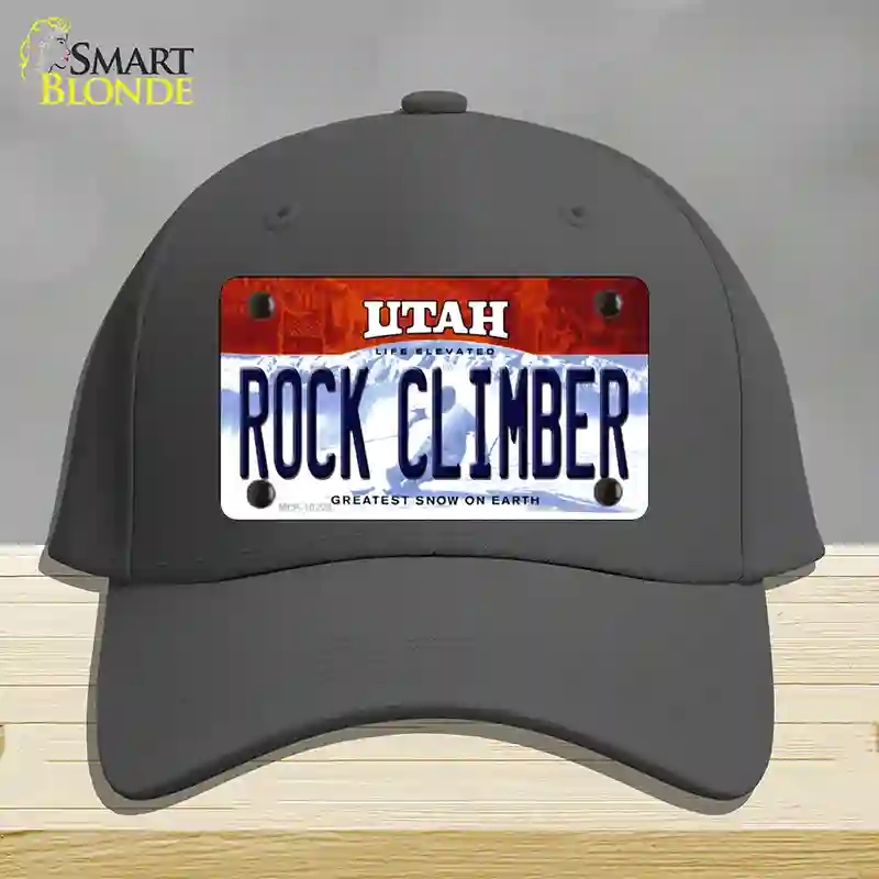 HAT04-MLP-10229 Rock Climber Utah Novelty License Plate Hat, Cotton - Charcoal
