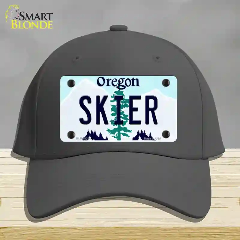 HAT04-MLP-10364 Skier Oregon Novelty License Plate Hat, Cotton - Charcoal