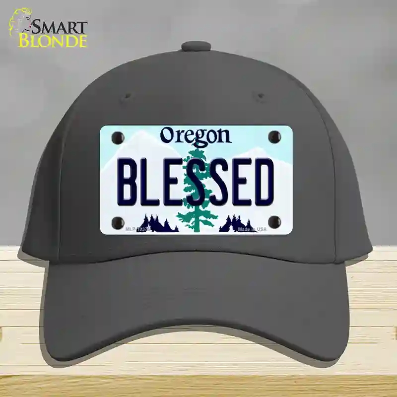 HAT04-MLP-10376 Blessed Oregon Novelty License Plate Hat, Cotton - Charcoal