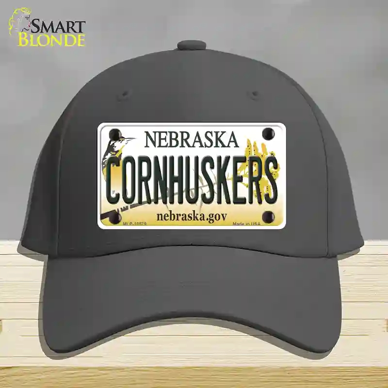 HAT04-MLP-10579 Cornhuskers Nebraska Novelty License Plate Hat, Cotton - Charcoal
