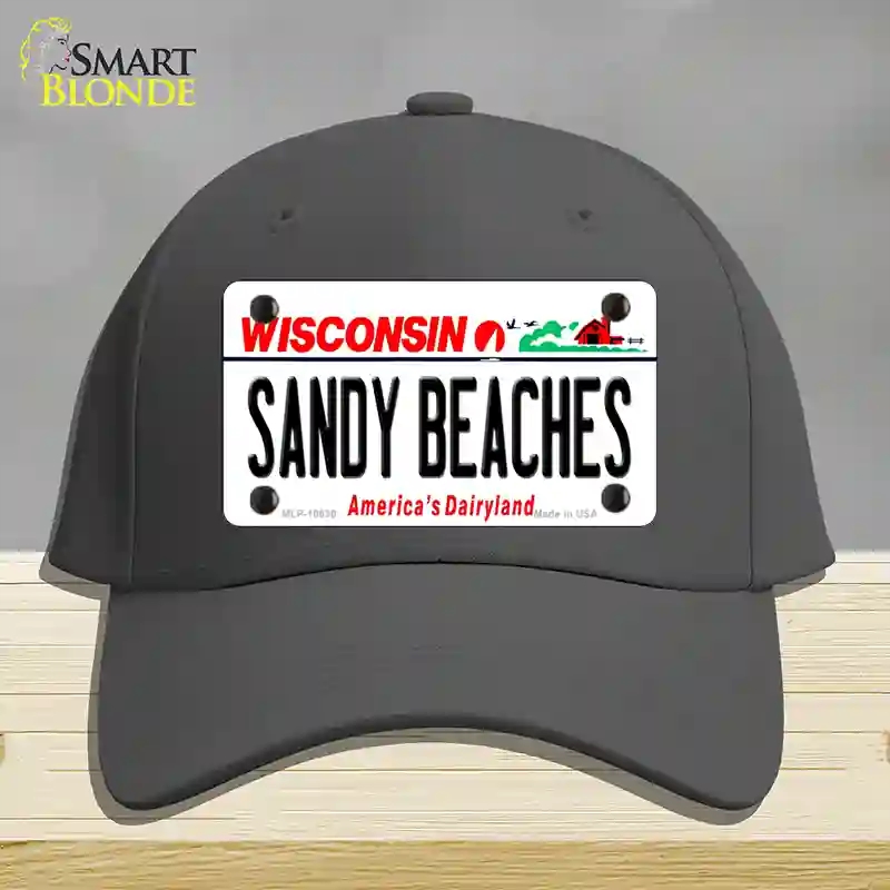 HAT04-MLP-10630 Sandy Beaches Wisconsin Novelty License Plate Hat, Cotton - Charcoal