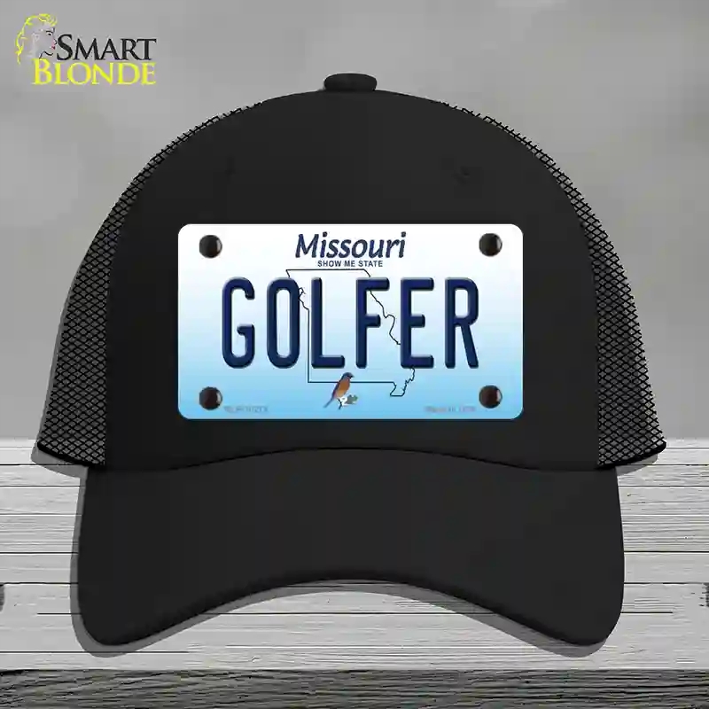 HAT01-MLP-10271 Golfer Missouri Novelty License Plate Hat, Mesh - Black
