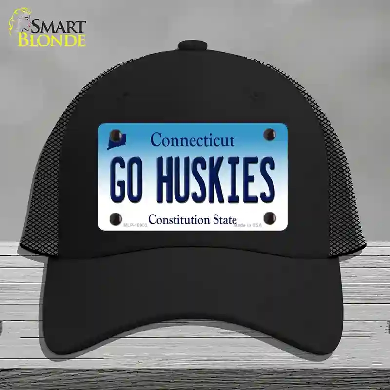 HAT01-MLP-10903 Go Huskies Connecticut Novelty License Plate Hat, Mesh - Black