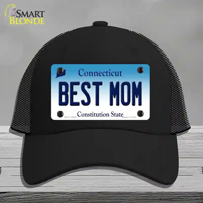 HAT01-MLP-10927 Best Mom Connecticut Novelty License Plate Hat, Mesh - Black