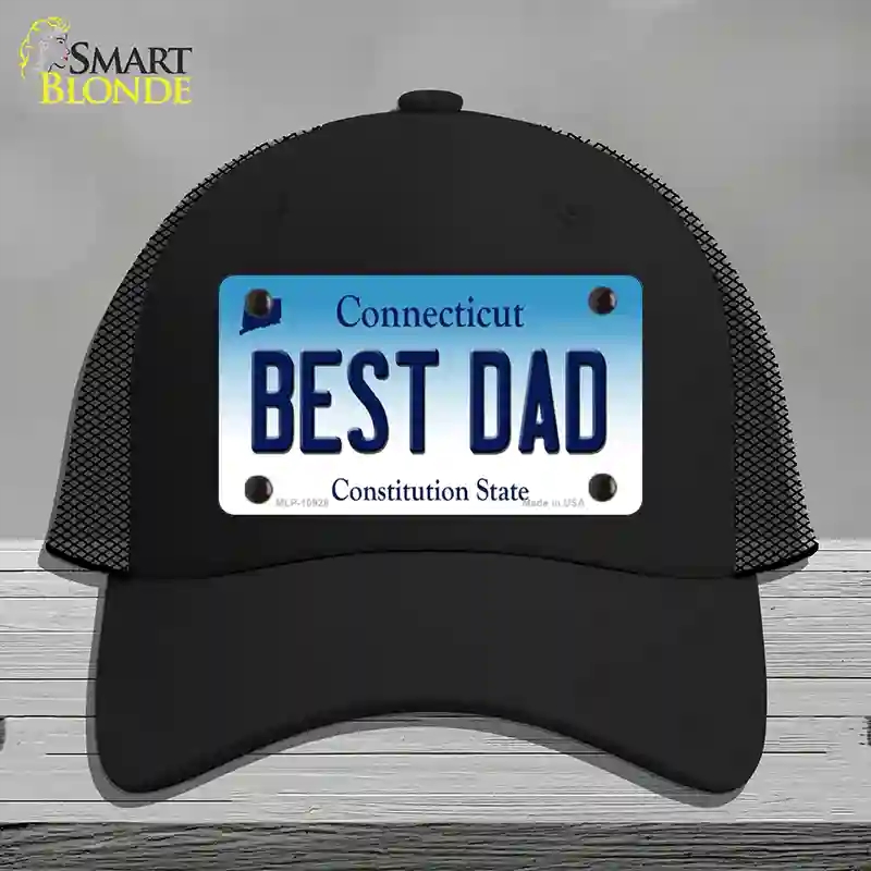 HAT01-MLP-10928 Best Dad Connecticut Novelty License Plate Hat, Mesh - Black