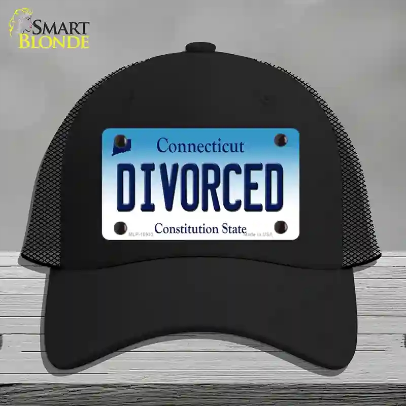 HAT01-MLP-10933 Divorced Connecticut Novelty License Plate Hat, Mesh - Black
