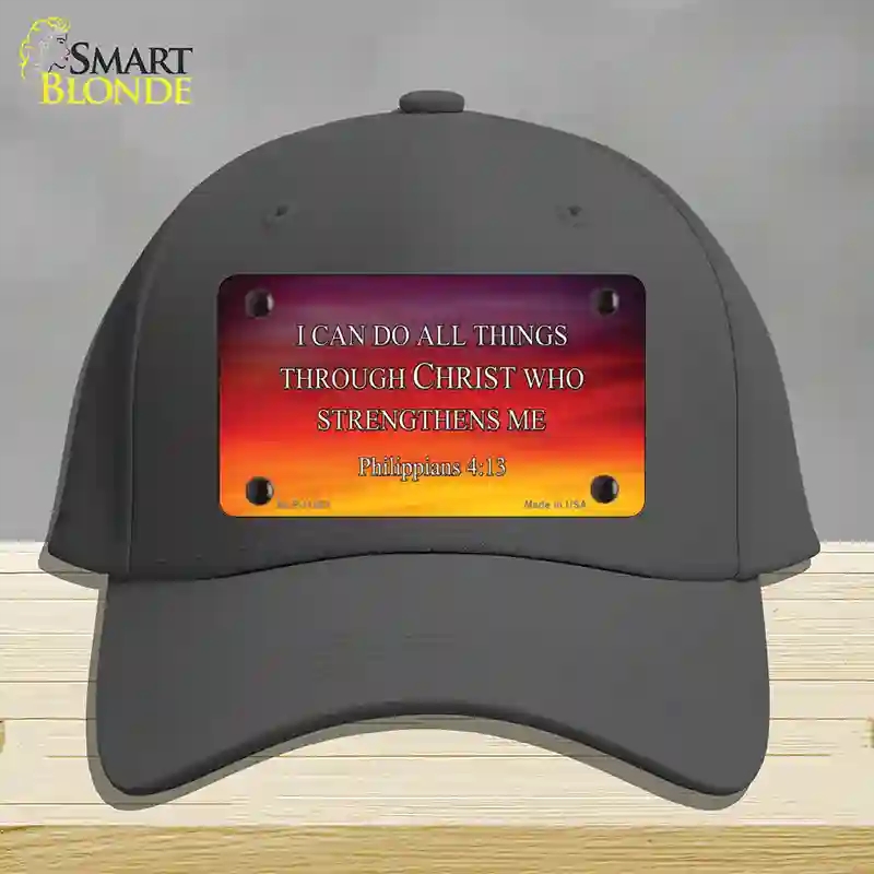 HAT04-MLP-11885 Philippians 4 13 Novelty License Plate Hat, Cotton - Charcoal